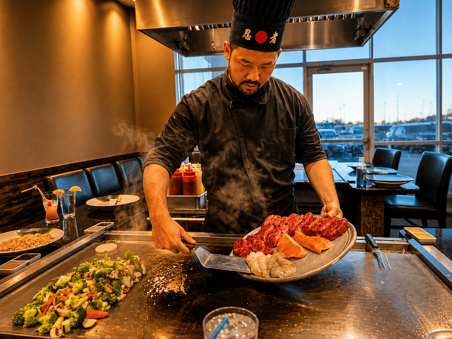 Little Tokyo hibachi chef in action